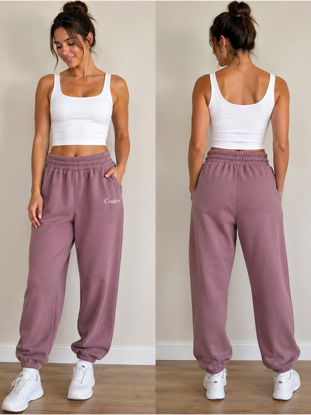 Comfrt Sweatpants Women’s Medium Dusty Mauve Pink Oversized Cozy Joggers